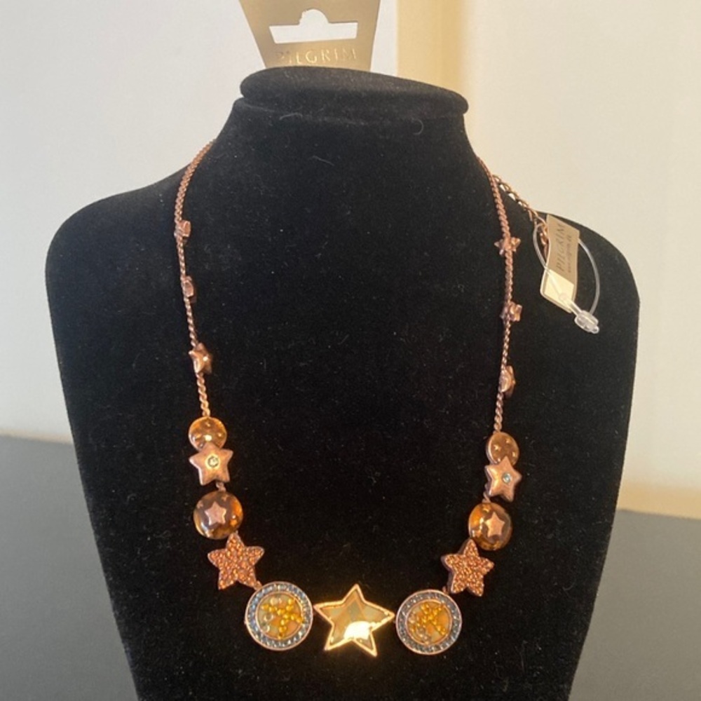Pilgrim Gold and Brown Star Necklace